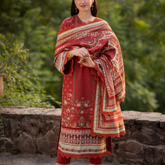 Rust Red Printed Lawn Suit