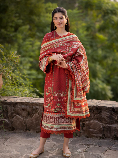 Rust Red Printed Lawn Suit