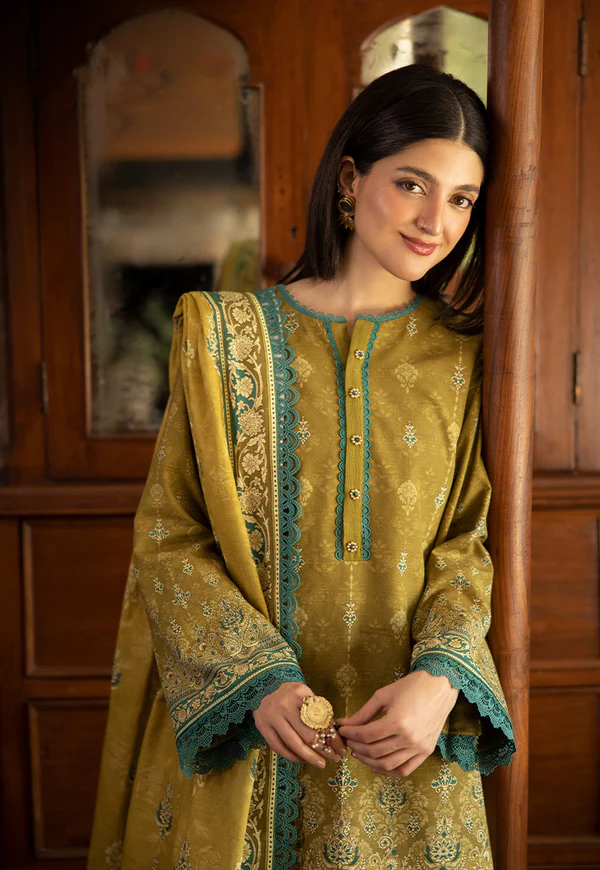 Mustard & Teal Embroidered Lawn Suit