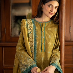 Mustard & Teal Embroidered Lawn Suit