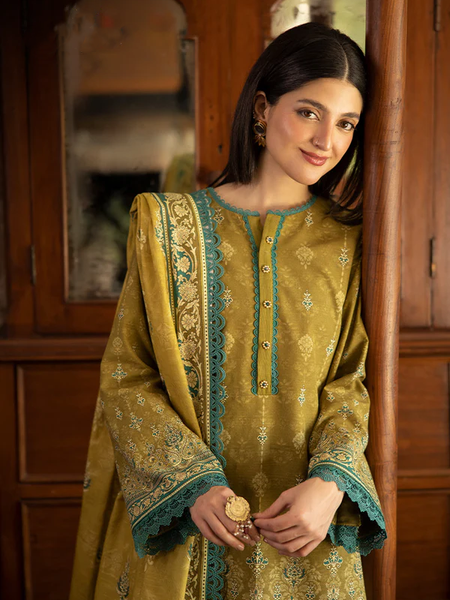 Mustard & Teal Embroidered Lawn Suit