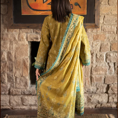 Mustard & Teal Embroidered Lawn Suit