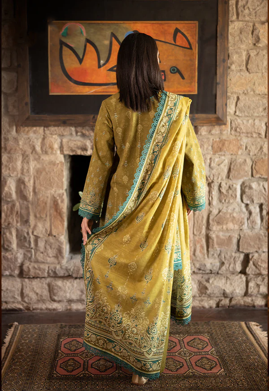 Mustard & Teal Embroidered Lawn Suit