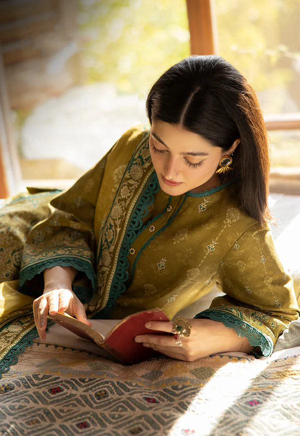 Mustard & Teal Embroidered Lawn Suit