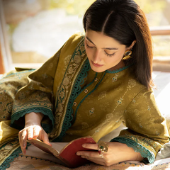 Mustard & Teal Embroidered Lawn Suit
