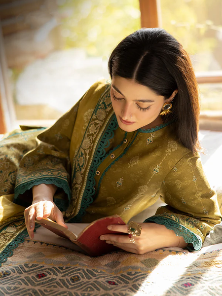 Mustard & Teal Embroidered Lawn Suit