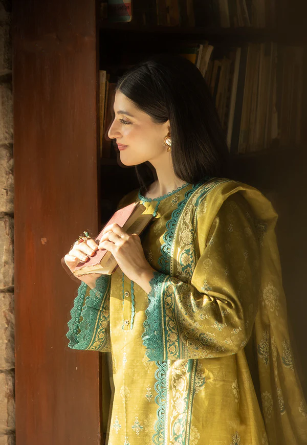 Mustard & Teal Embroidered Lawn Suit