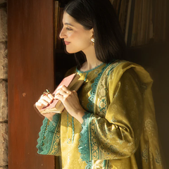 Mustard & Teal Embroidered Lawn Suit
