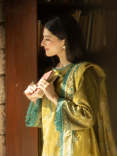 Mustard & Teal Embroidered Lawn Suit