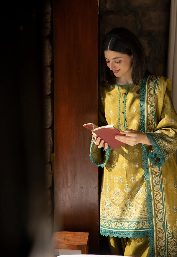 Mustard & Teal Embroidered Lawn Suit