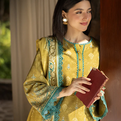 Mustard & Teal Embroidered Lawn Suit