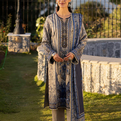 Blue & Grey Embroidered Lawn Suit