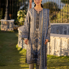 Blue & Grey Embroidered Lawn Suit