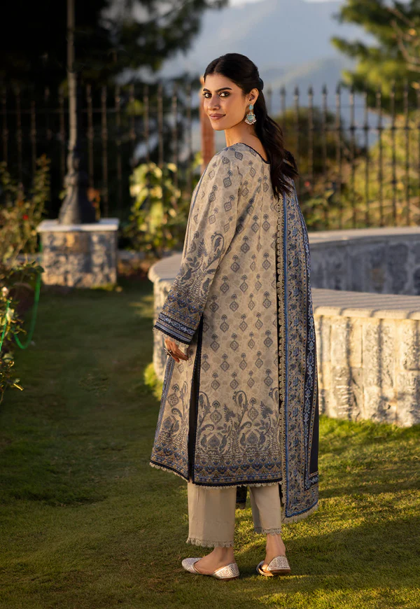 Blue & Grey Embroidered Lawn Suit