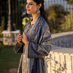 Blue & Grey Embroidered Lawn Suit