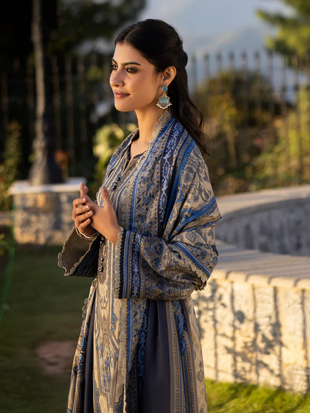 Blue & Grey Embroidered Lawn Suit