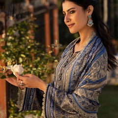 Blue & Grey Embroidered Lawn Suit