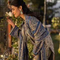 Blue & Grey Embroidered Lawn Suit