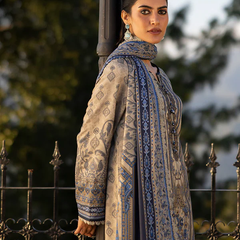 Blue & Grey Embroidered Lawn Suit
