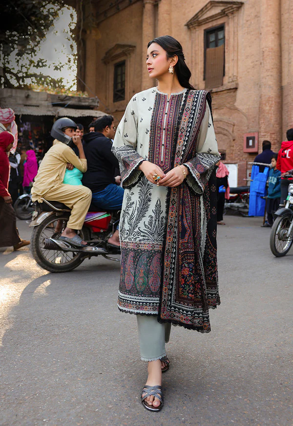 Elegant Off-White Printed Lawn Suit