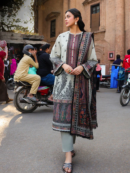 Elegant Off-White Printed Lawn Suit