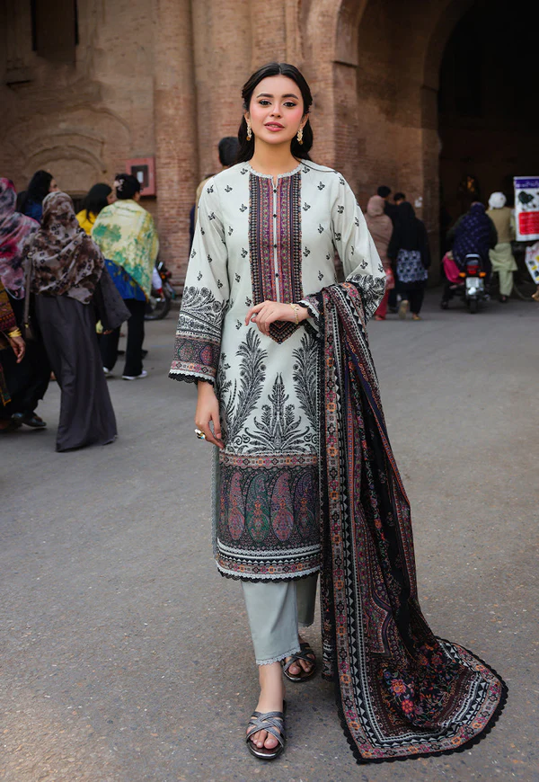 Elegant Off-White Printed Lawn Suit