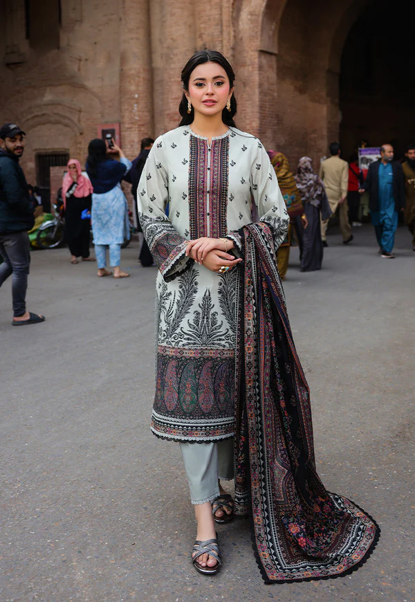 Elegant Off-White Printed Lawn Suit