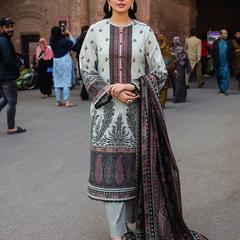 Elegant Off-White Printed Lawn Suit