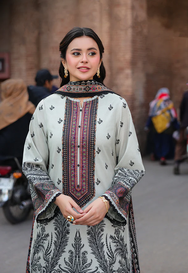 Elegant Off-White Printed Lawn Suit