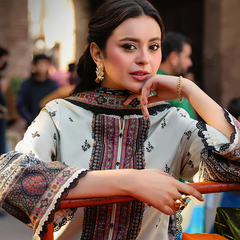 Elegant Off-White Printed Lawn Suit