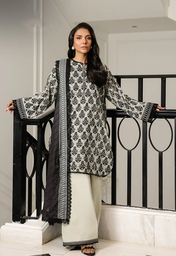 Monochrome Printed 3-Piece Suit