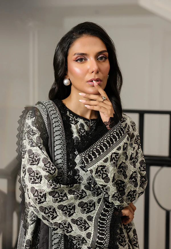 Monochrome Printed 3-Piece Suit