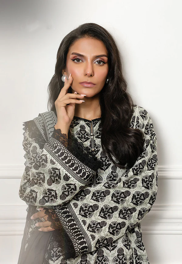 Monochrome Printed 3-Piece Suit