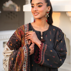 Charcoal Black Printed Lawn Suit