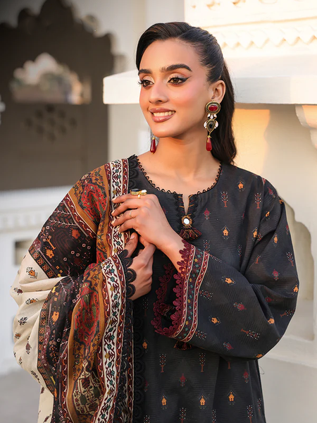 Charcoal Black Printed Lawn Suit