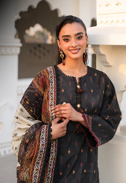 Charcoal Black Printed Lawn Suit