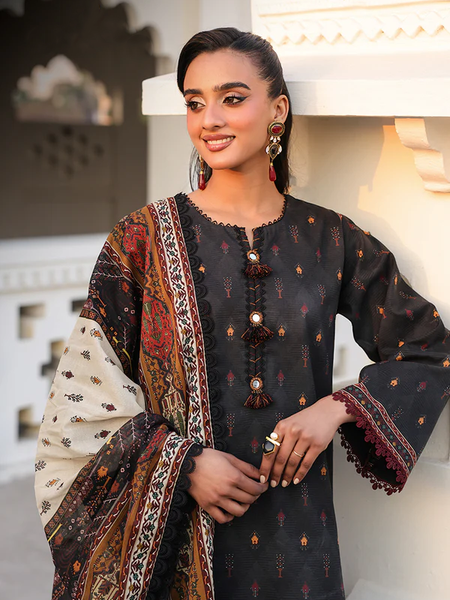 Charcoal Black Printed Lawn Suit