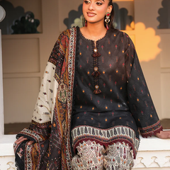 Charcoal Black Printed Lawn Suit