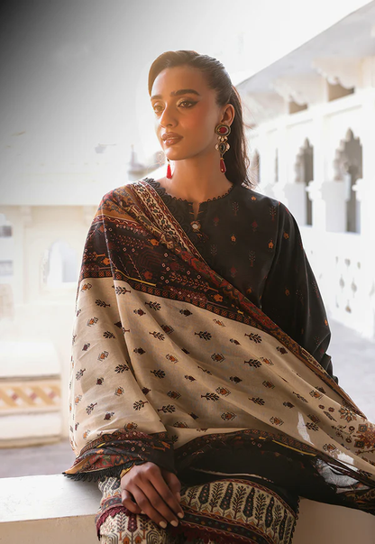 Charcoal Black Printed Lawn Suit