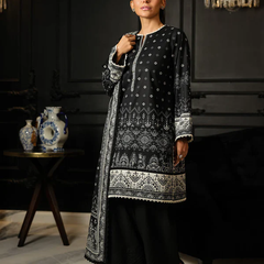 Elegant Black & White Printed 3-Piece Suit