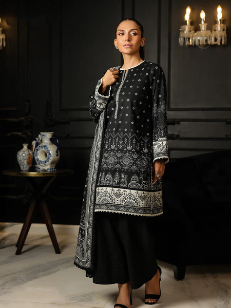 Elegant Black & White Printed 3-Piece Suit