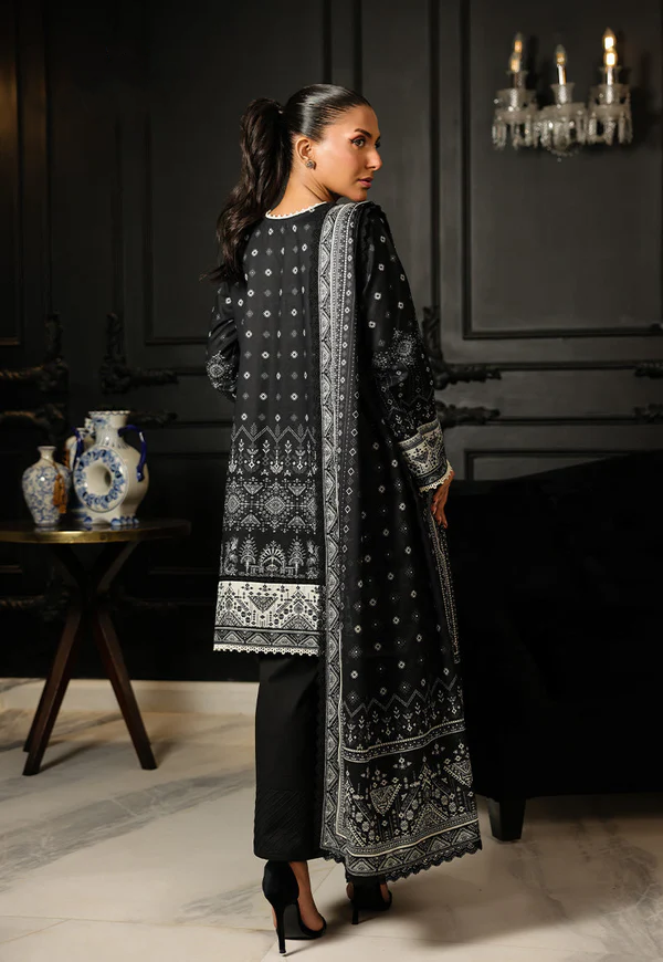 Elegant Black & White Printed 3-Piece Suit