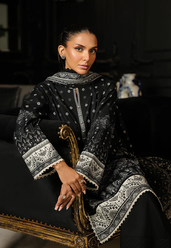 Elegant Black & White Printed 3-Piece Suit