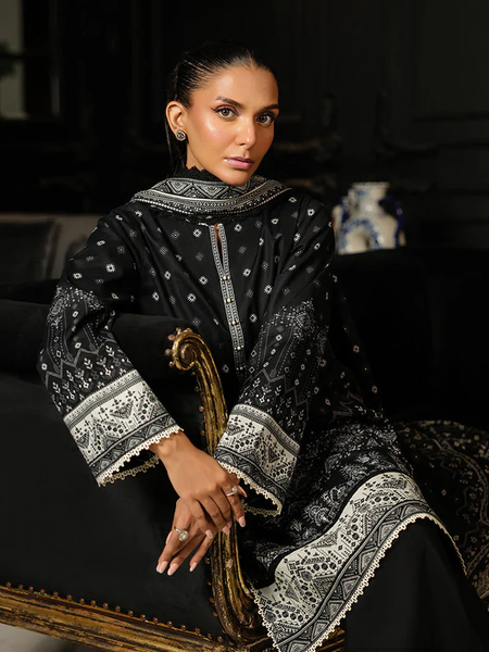 Elegant Black & White Printed 3-Piece Suit