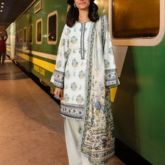 Rust white Printed Lawn Suit