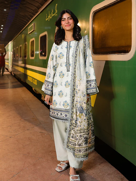 Rust white Printed Lawn Suit