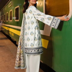 Rust white Printed Lawn Suit