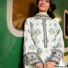 Rust white Printed Lawn Suit