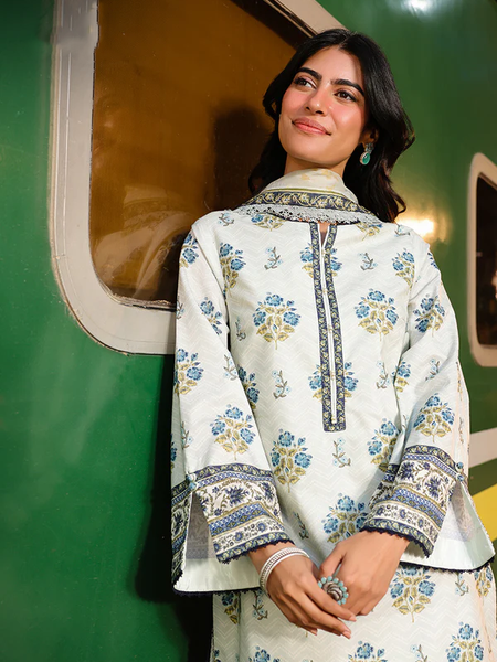 Rust white Printed Lawn Suit