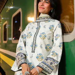 Rust white Printed Lawn Suit